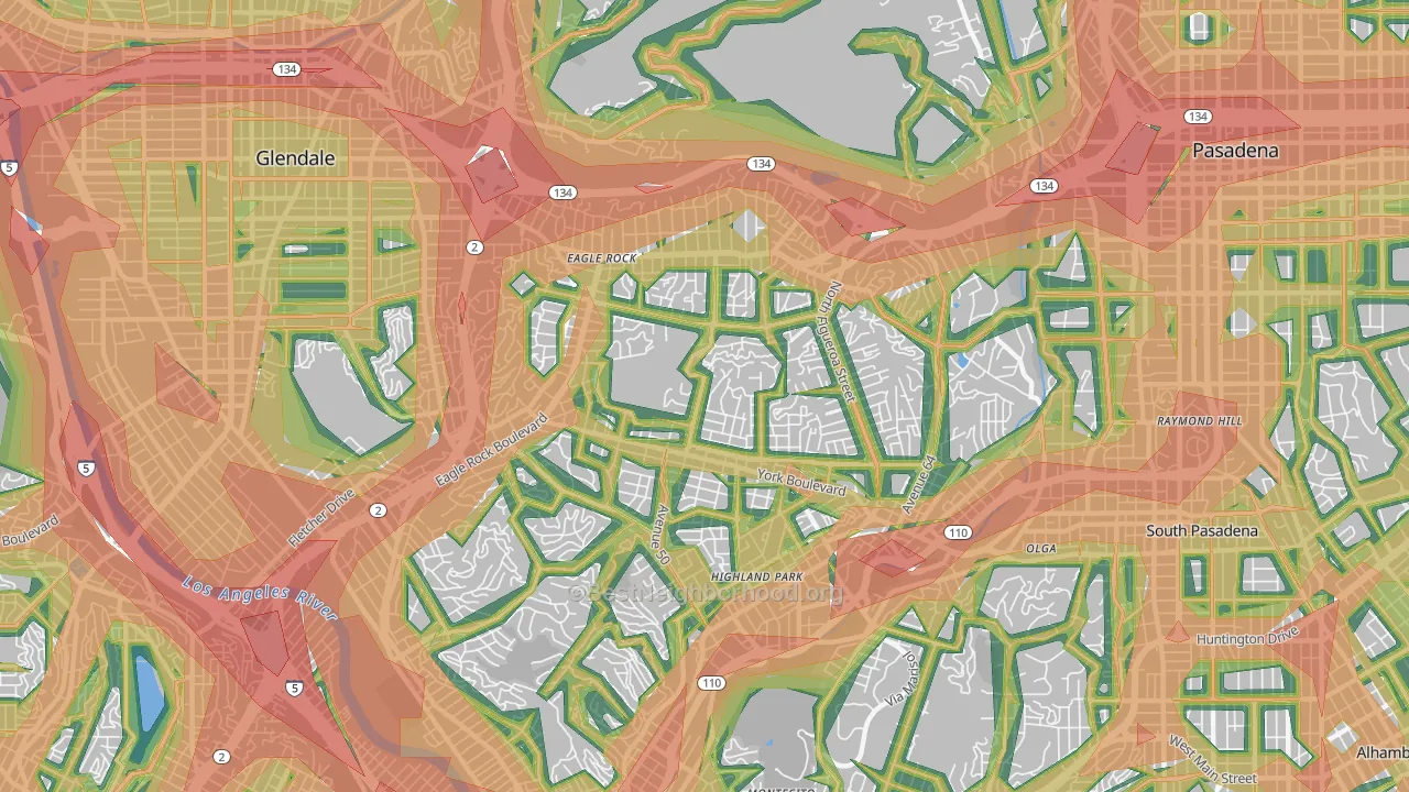 Eagle Rock, Los Angeles, CA Map of Noise Levels in Eagle Rock