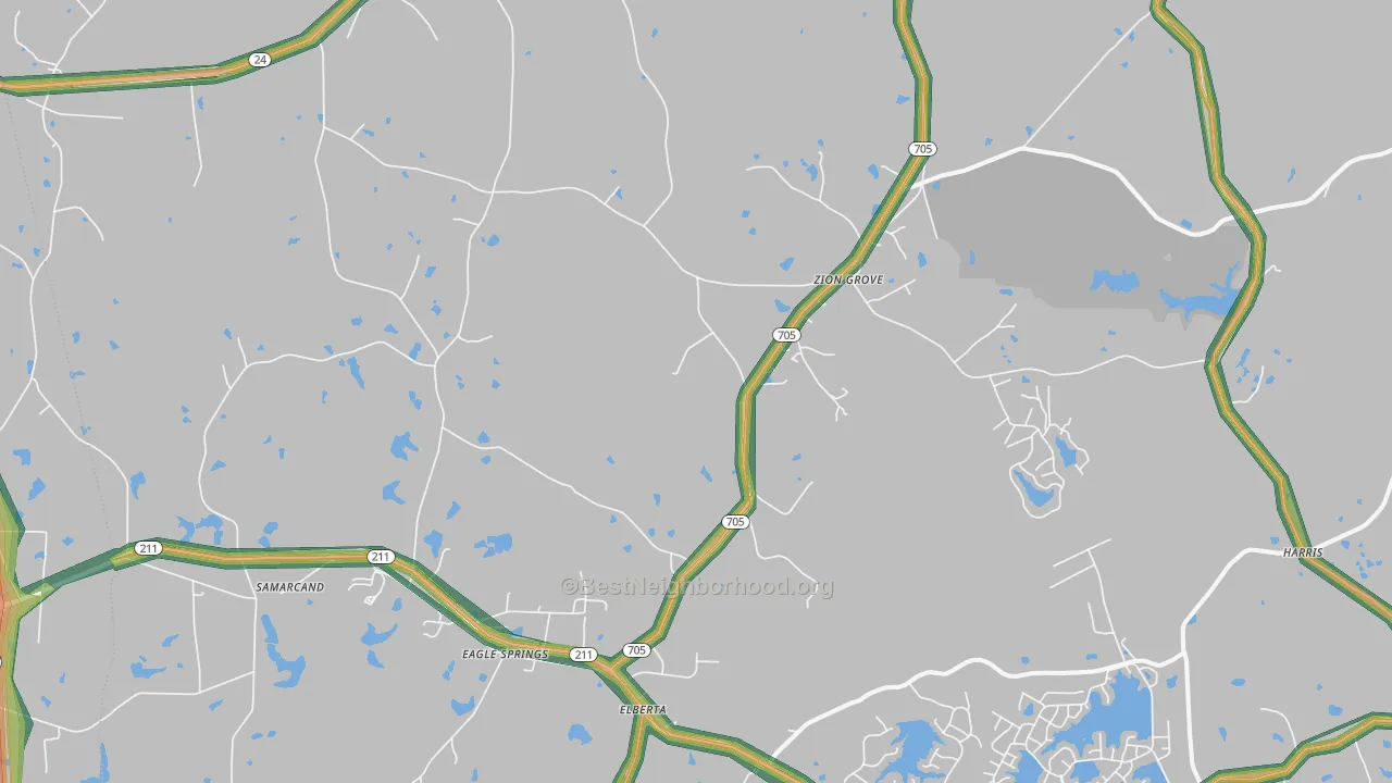 Eagle Springs, NC Map of Noise Levels in Eagle Springs