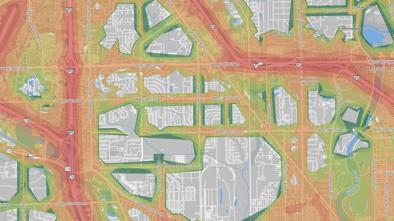Eagledale, Indianapolis, IN Map of Noise Levels in Eagledale