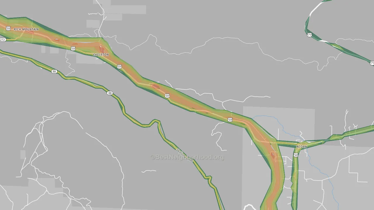 Eagleton, AR Map of Noise Levels in Eagleton