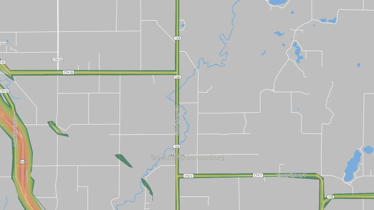 Eagleton, WI Map of Noise Levels in Eagleton
