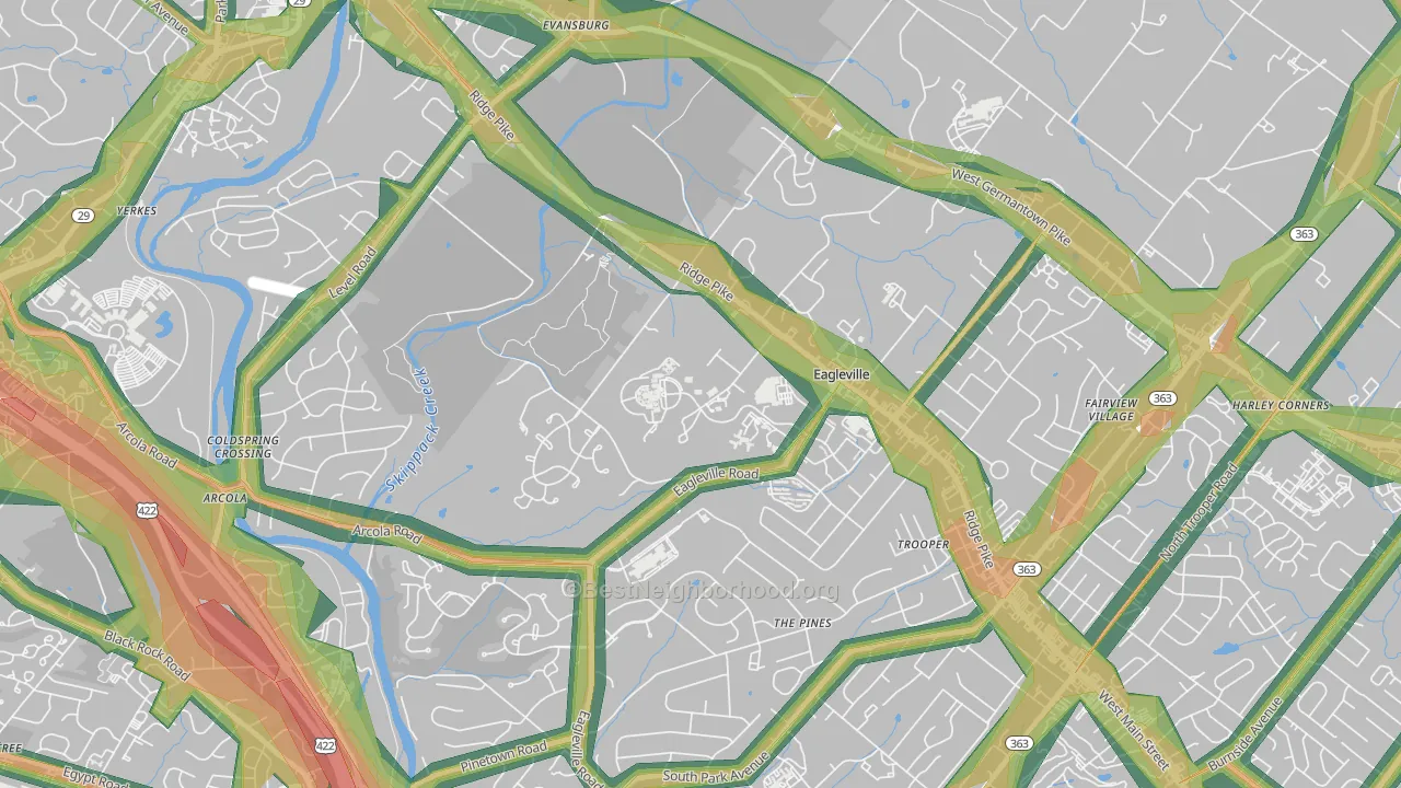 Eagleville, PA Map of Noise Levels in Eagleville