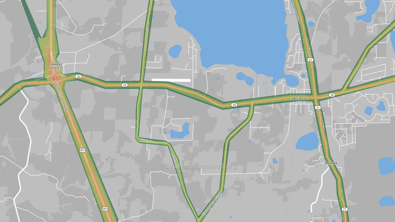 Earleton, FL Map of Noise Levels in Earleton