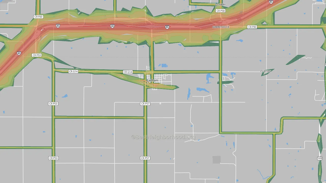 Earlham, IA Map of Noise Levels in Earlham