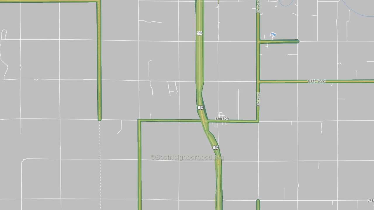 Earlton, KS Map of Noise Levels in Earlton