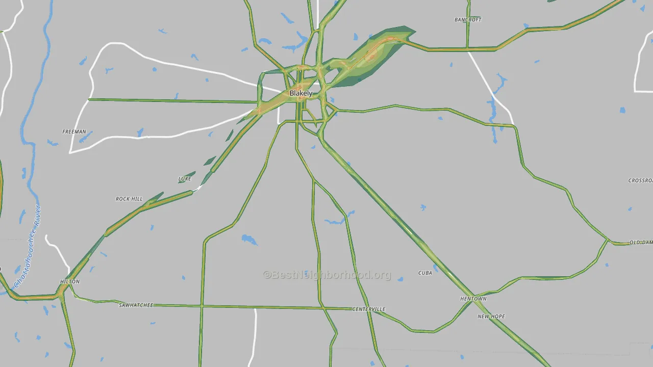 Early County, GA Map of Noise Levels in Early County