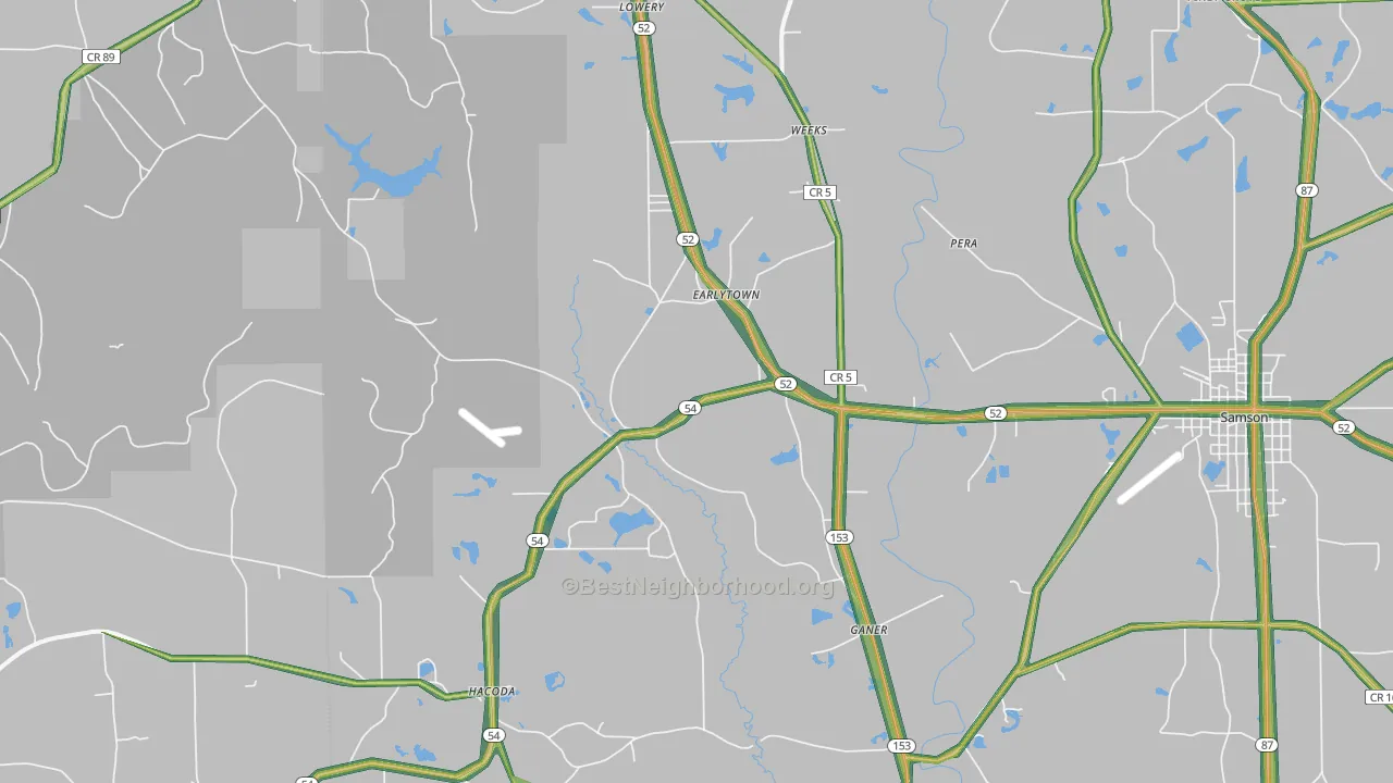 Earlytown, AL Map of Noise Levels in Earlytown