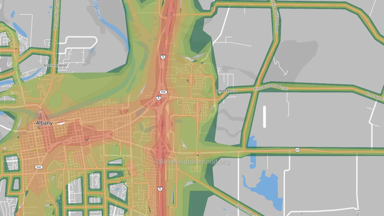 East Albany, Albany, OR Map of Noise Levels in East Albany
