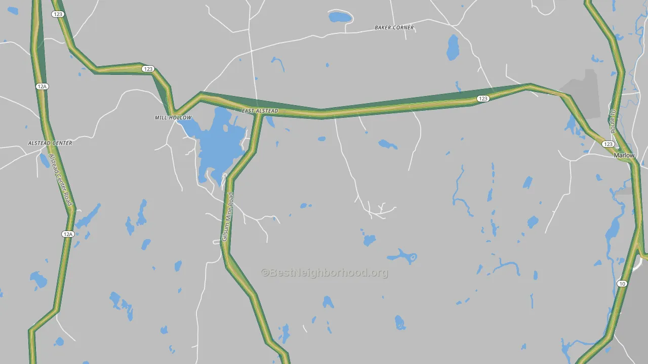 East Alstead, NH Map of Noise Levels in East Alstead