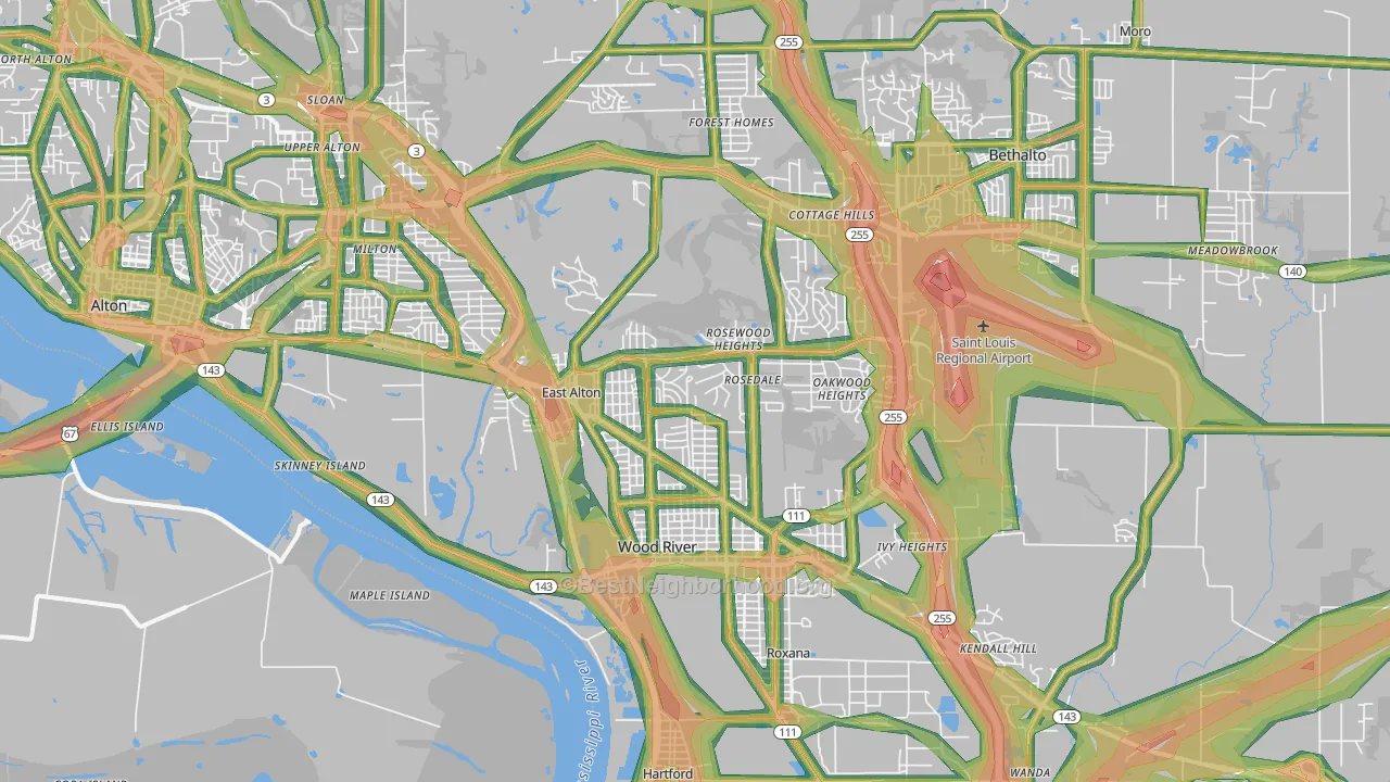 East Alton, IL Map of Noise Levels in East Alton