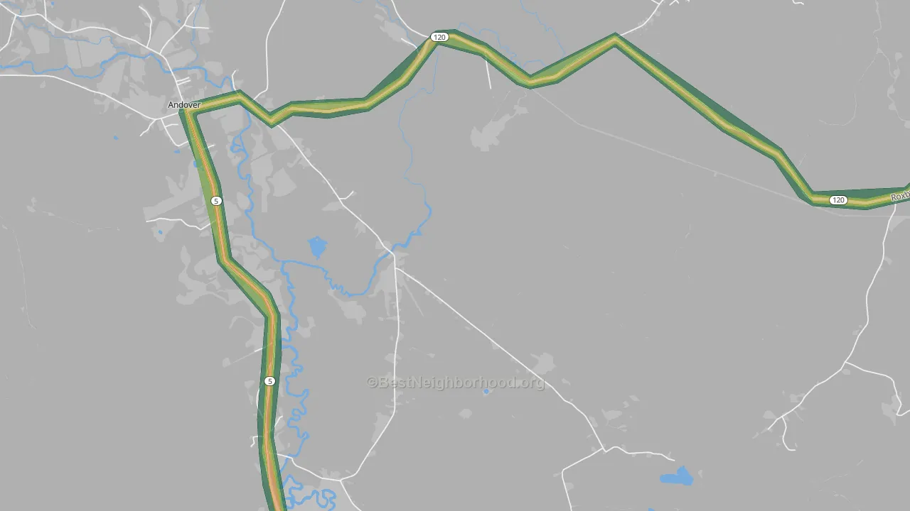East Andover, ME Map of Noise Levels in East Andover