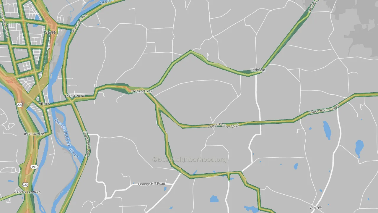 East Athens, PA Map of Noise Levels in East Athens