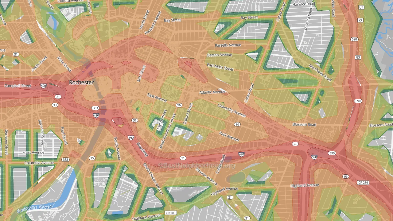 East Avenue, Rochester, NY Map of Noise Levels in East Avenue