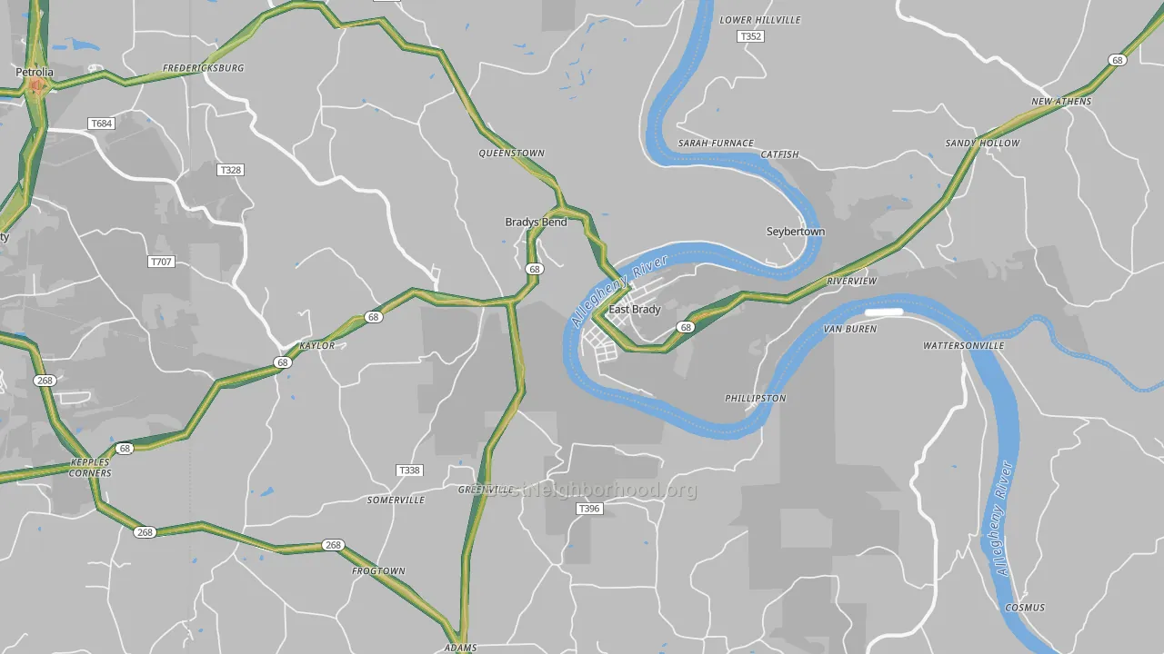 East Brady, PA Map of Noise Levels in East Brady