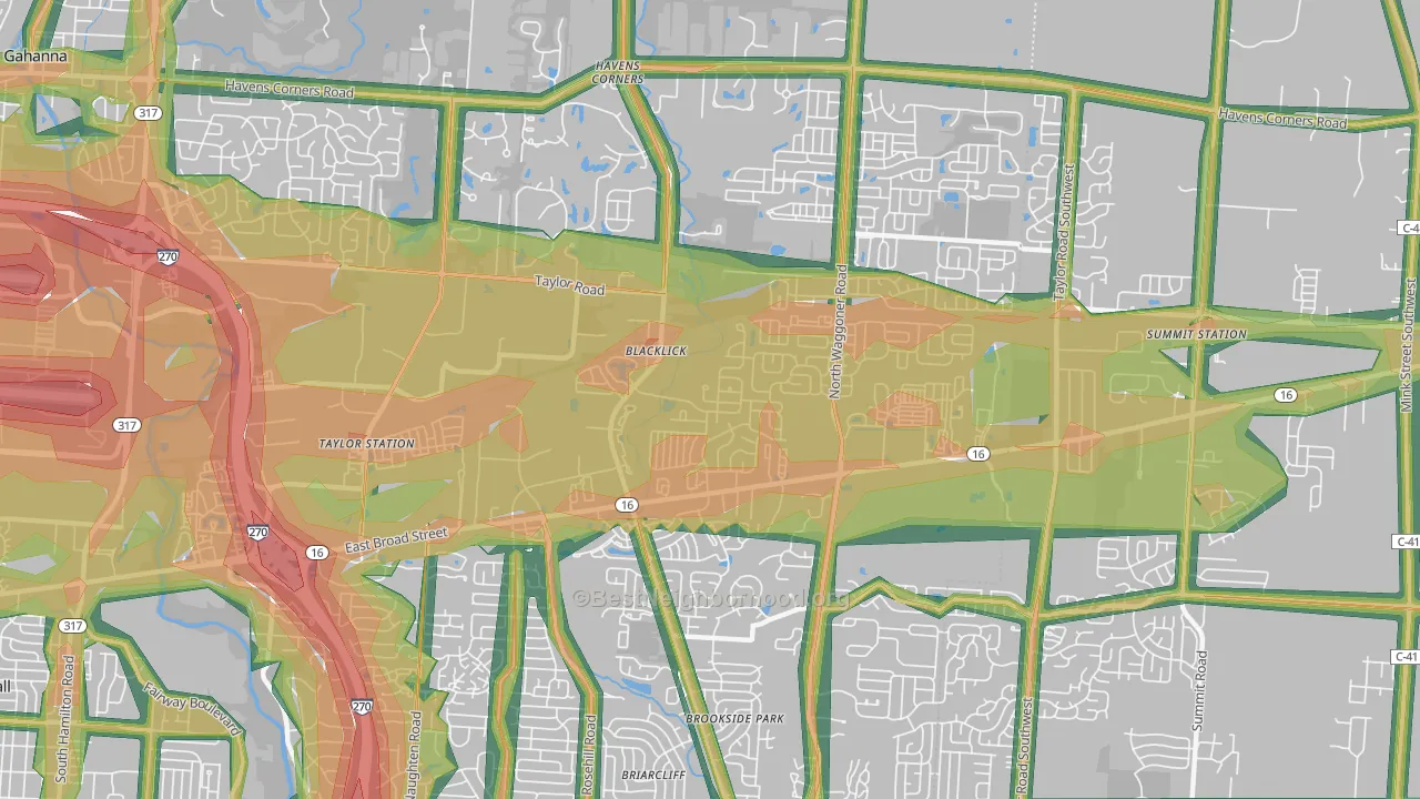 East Broad, Black Lick, OH Map of Noise Levels in East Broad