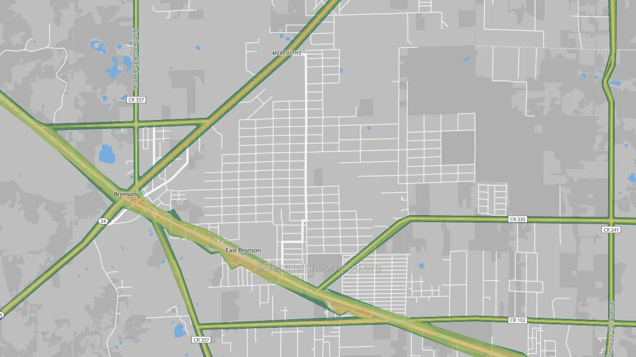East Bronson, FL Map of Noise Levels in East Bronson
