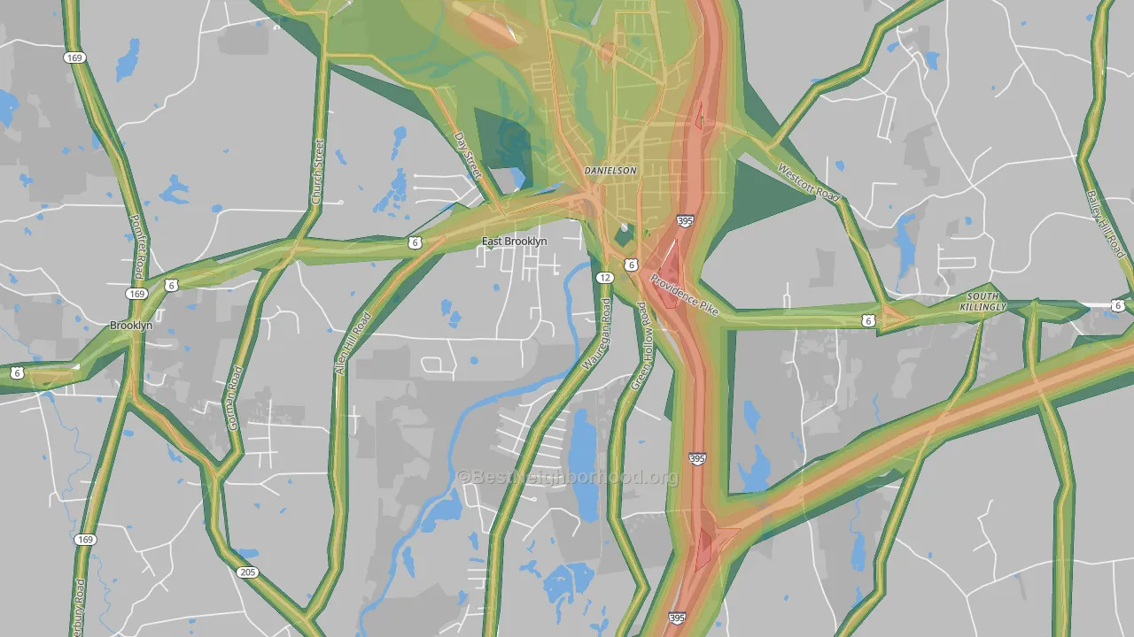 East Brooklyn, CT Map of Noise Levels in East Brooklyn