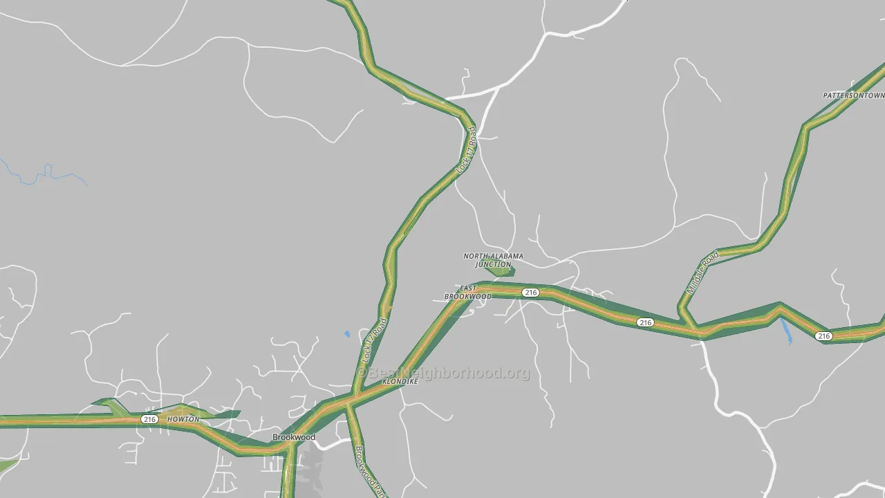 East Brookwood, AL Map of Noise Levels in East Brookwood