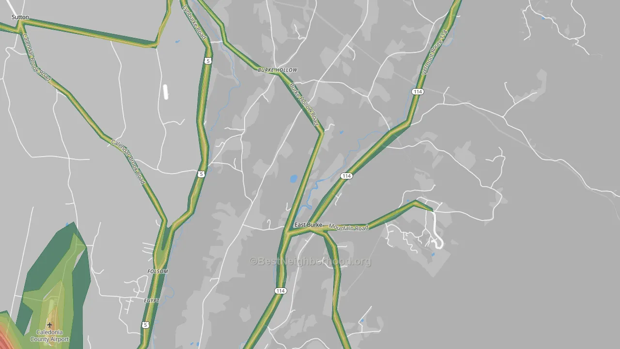 East Burke, VT Map of Noise Levels in East Burke