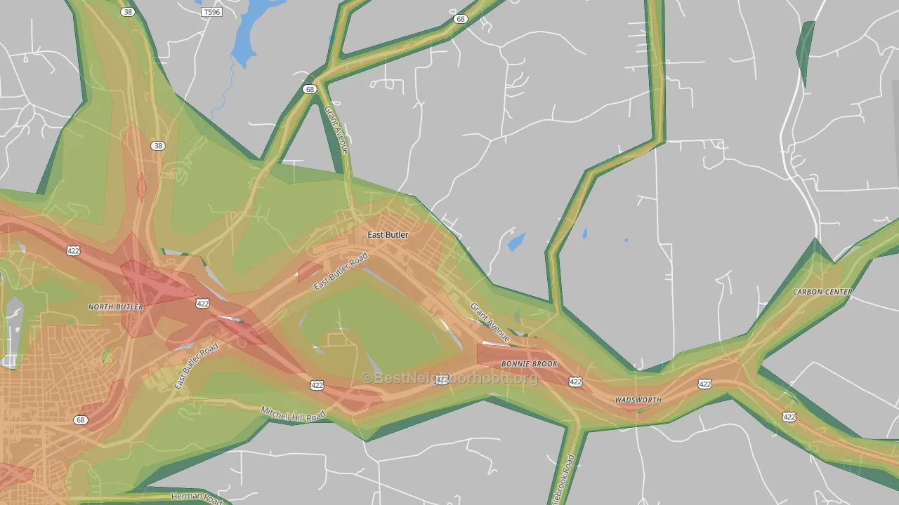 East Butler, PA Map of Noise Levels in East Butler