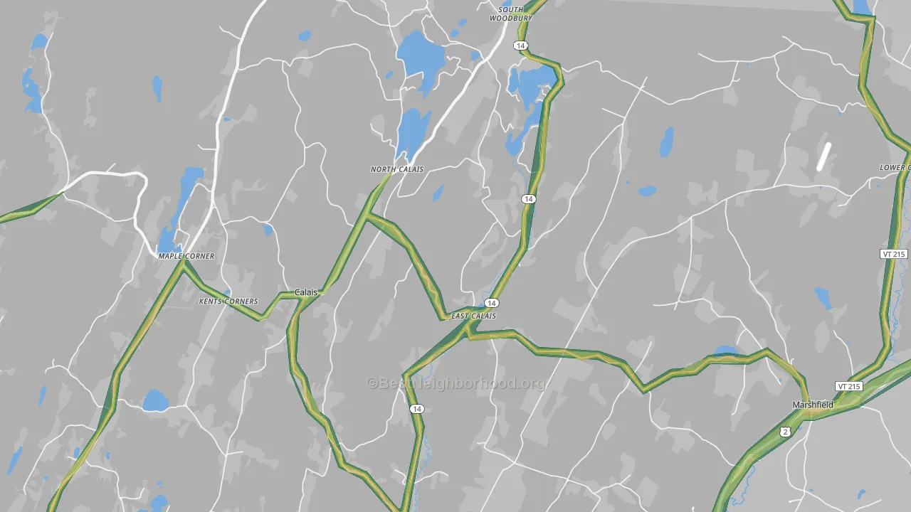East Calais, VT Map of Noise Levels in East Calais
