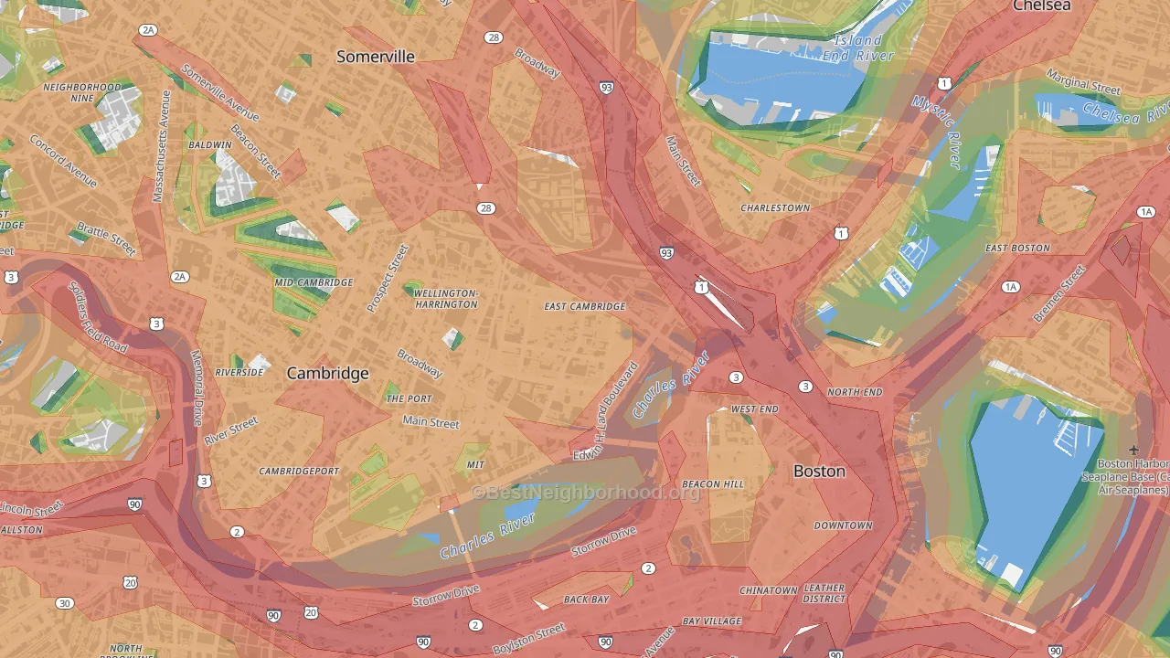 East Cambridge, Cambridge, MA Map of Noise Levels in East Cambridge
