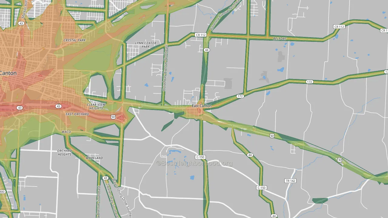 East Canton, OH Map of Noise Levels in East Canton