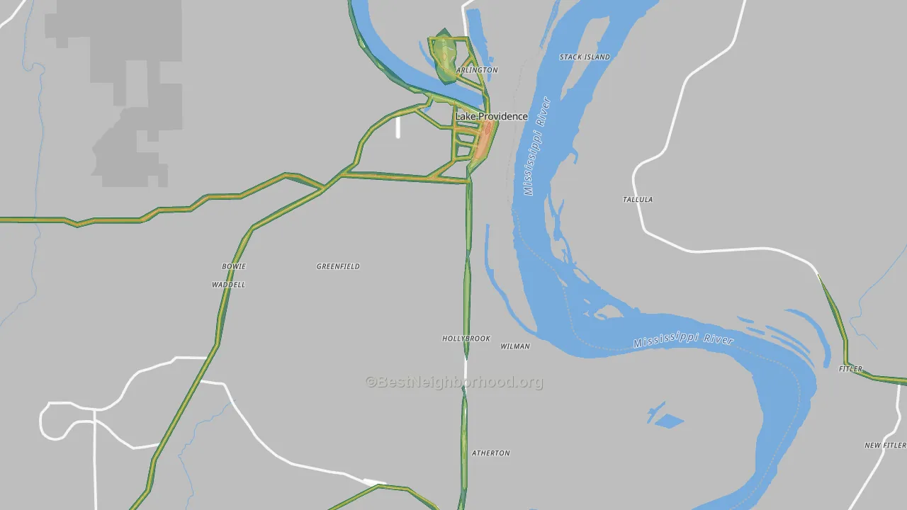 East Carroll Parish, LA Map of Noise Levels in East Carroll Parish