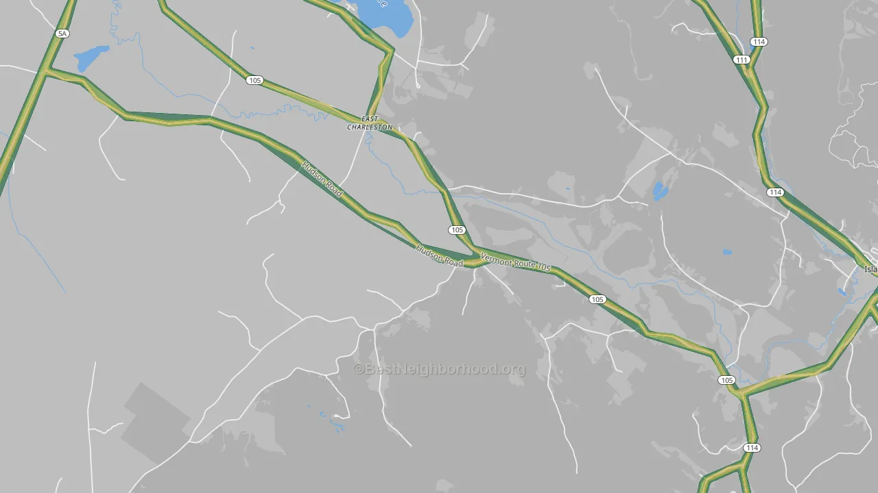 East Charleston, VT Map of Noise Levels in East Charleston