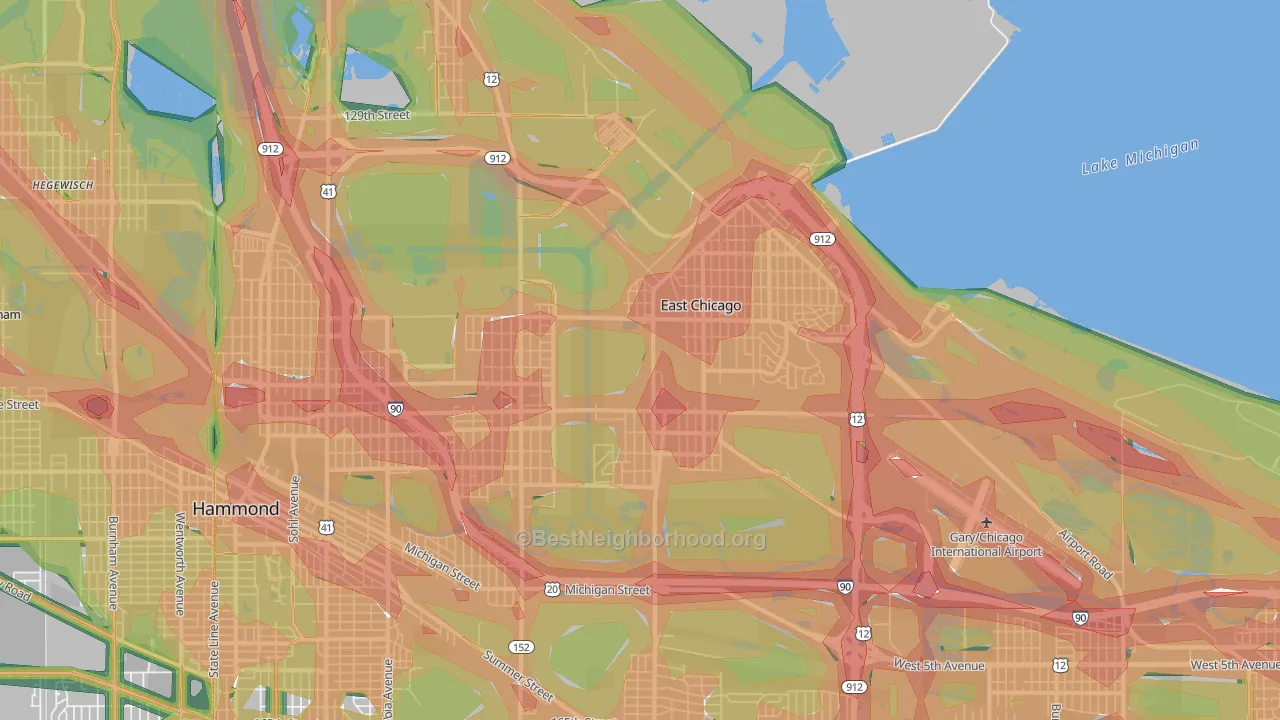 East Chicago, IN Map of Noise Levels in East Chicago
