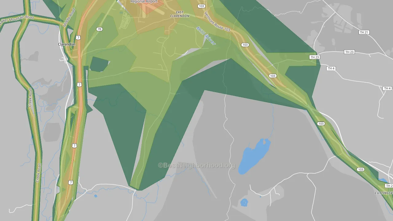 East Clarendon, VT Map of Noise Levels in East Clarendon