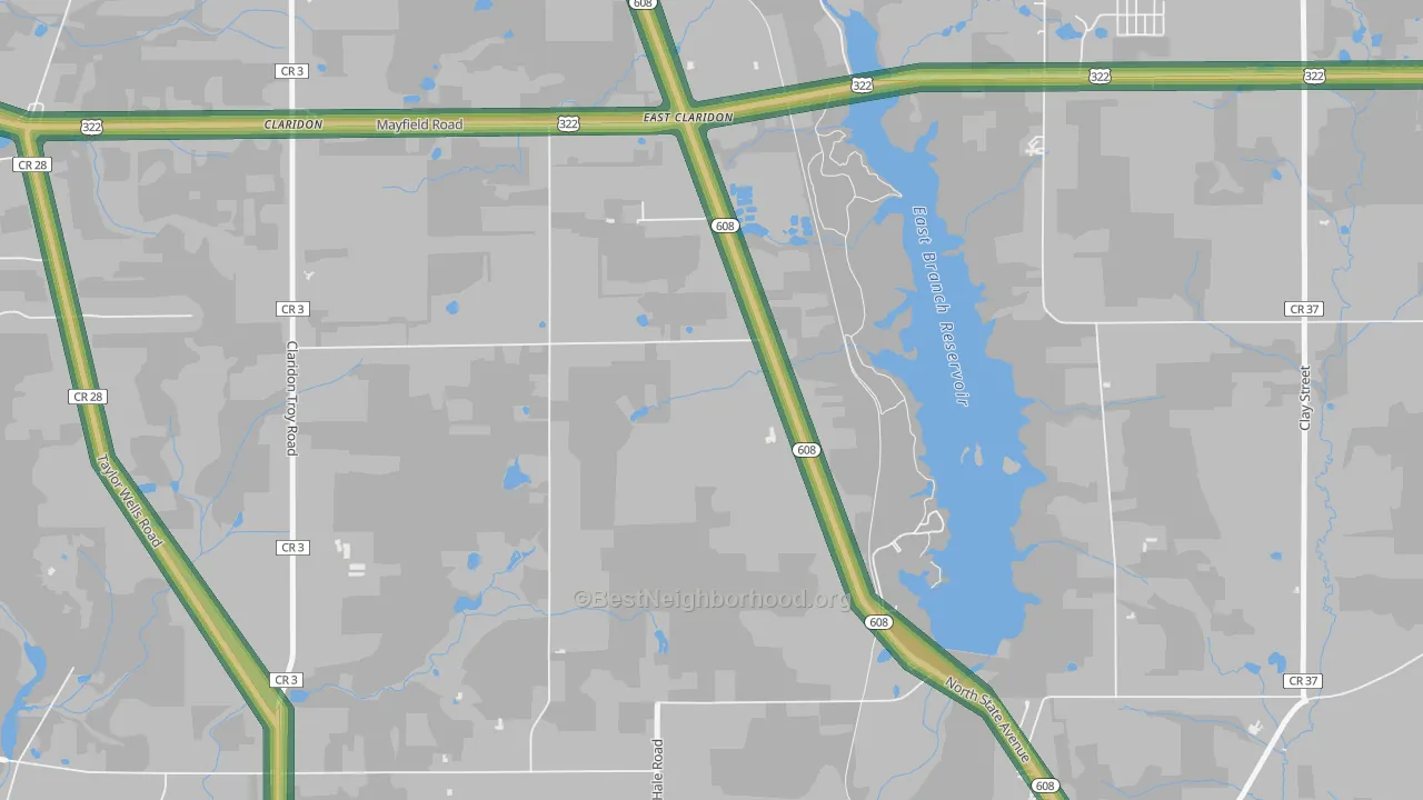 East Claridon, OH Map of Noise Levels in East Claridon