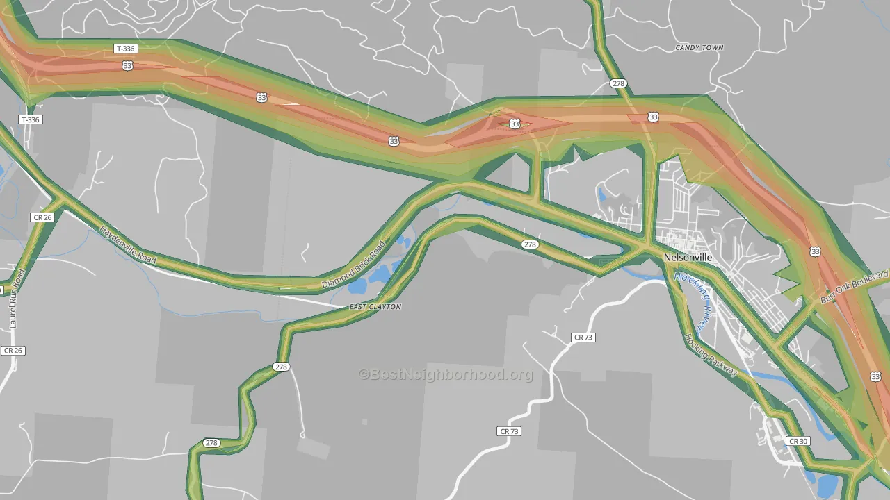 East Clayton, OH Map of Noise Levels in East Clayton