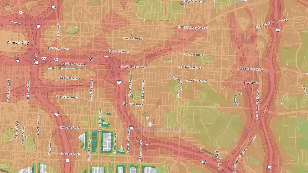 East Community Team North, Kansas City, MO Map of Noise Levels in East Community Team North