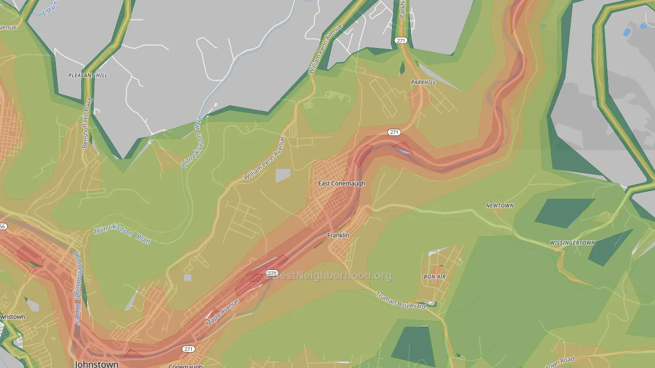 East Conemaugh, PA Map of Noise Levels in East Conemaugh