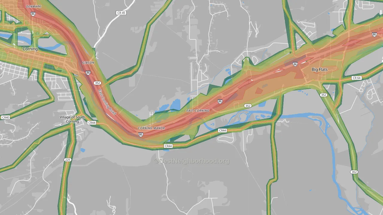 East Corning, NY Map of Noise Levels in East Corning