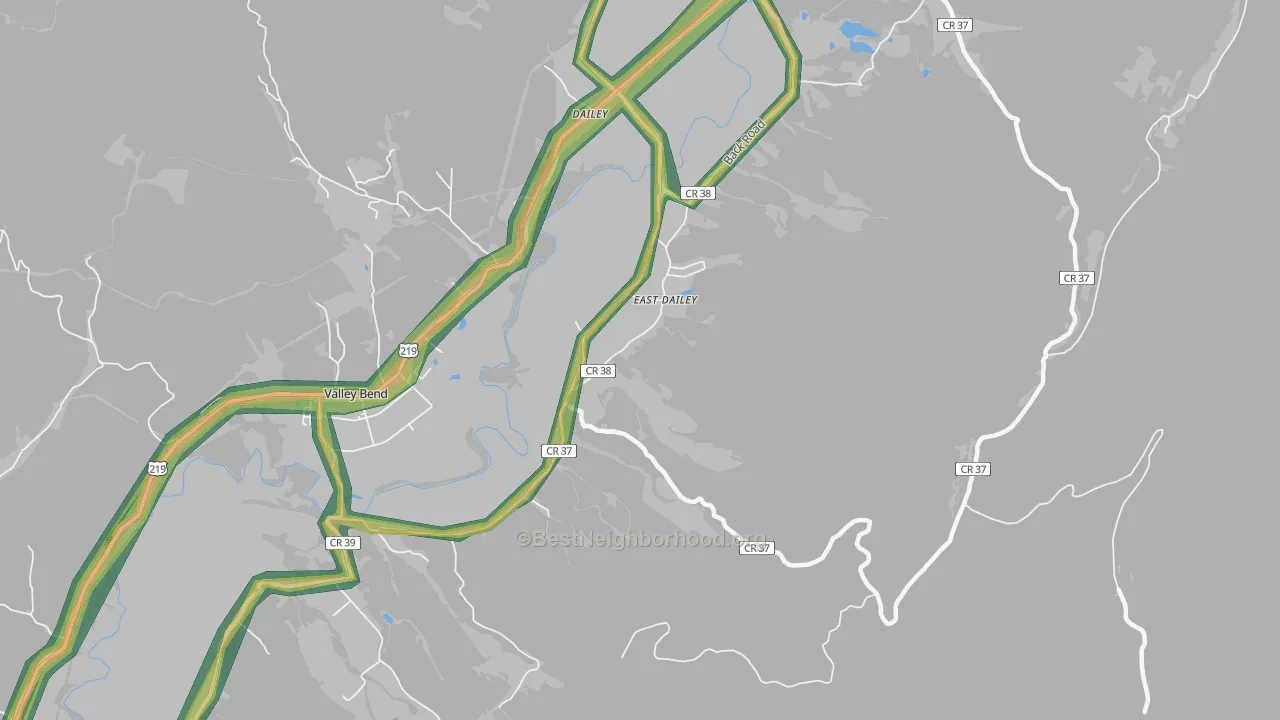East Dailey, WV Map of Noise Levels in East Dailey