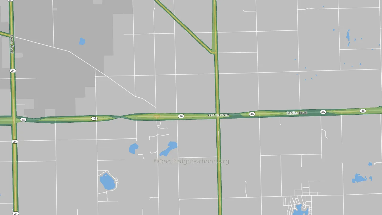 East Dayton, MI Map of Noise Levels in East Dayton