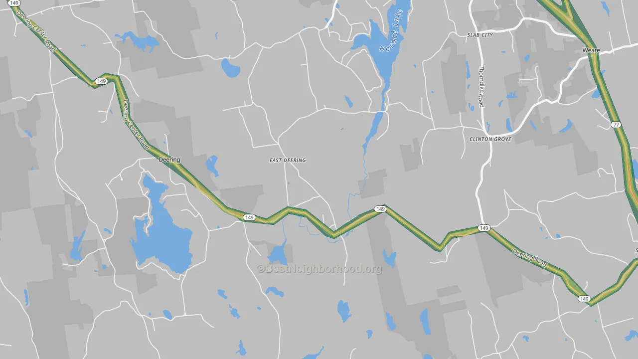 East Deering, NH Map of Noise Levels in East Deering