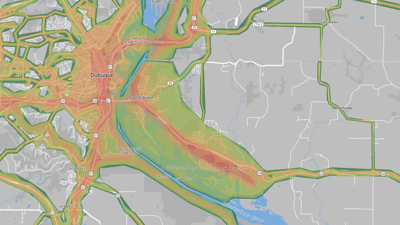East Dubuque, IL Map of Noise Levels in East Dubuque