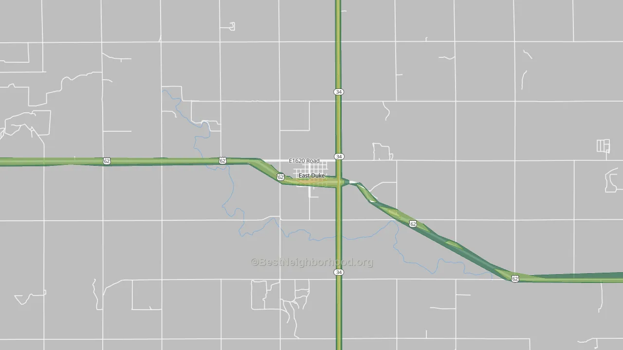 East Duke, OK Map of Noise Levels in East Duke