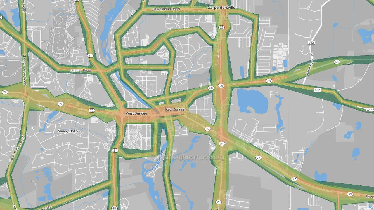 East Dundee, IL Map of Noise Levels in East Dundee