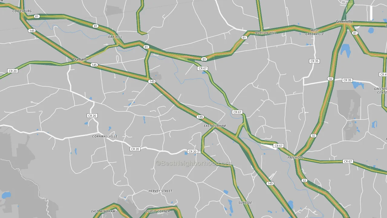 East Durham, NY Map of Noise Levels in East Durham