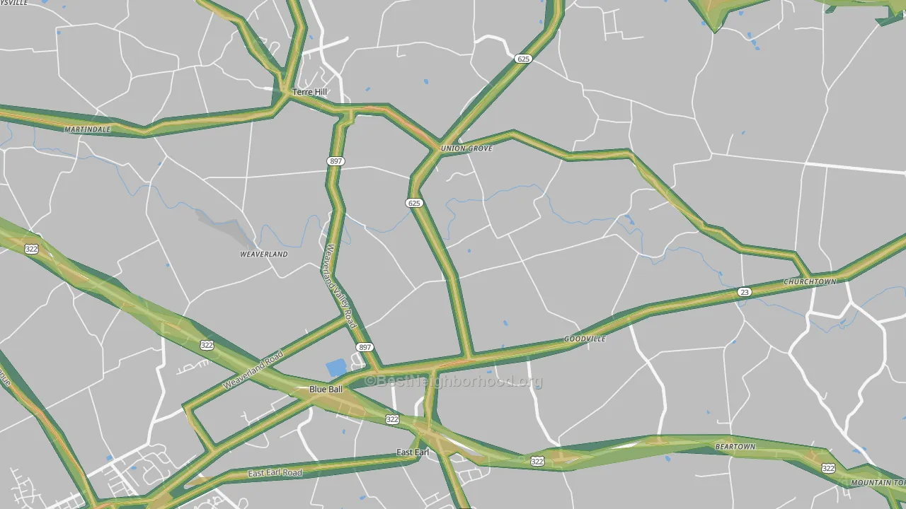 East Earl, PA Map of Noise Levels in East Earl
