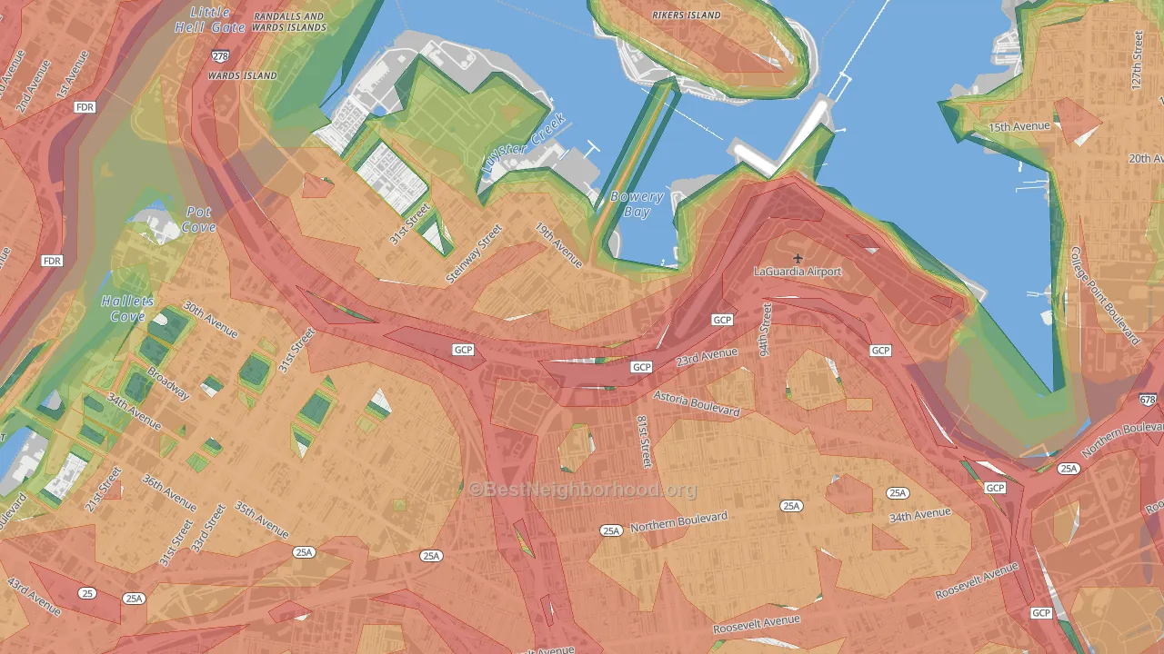 East Elmhurst, Queens, NY Map of Noise Levels in East Elmhurst