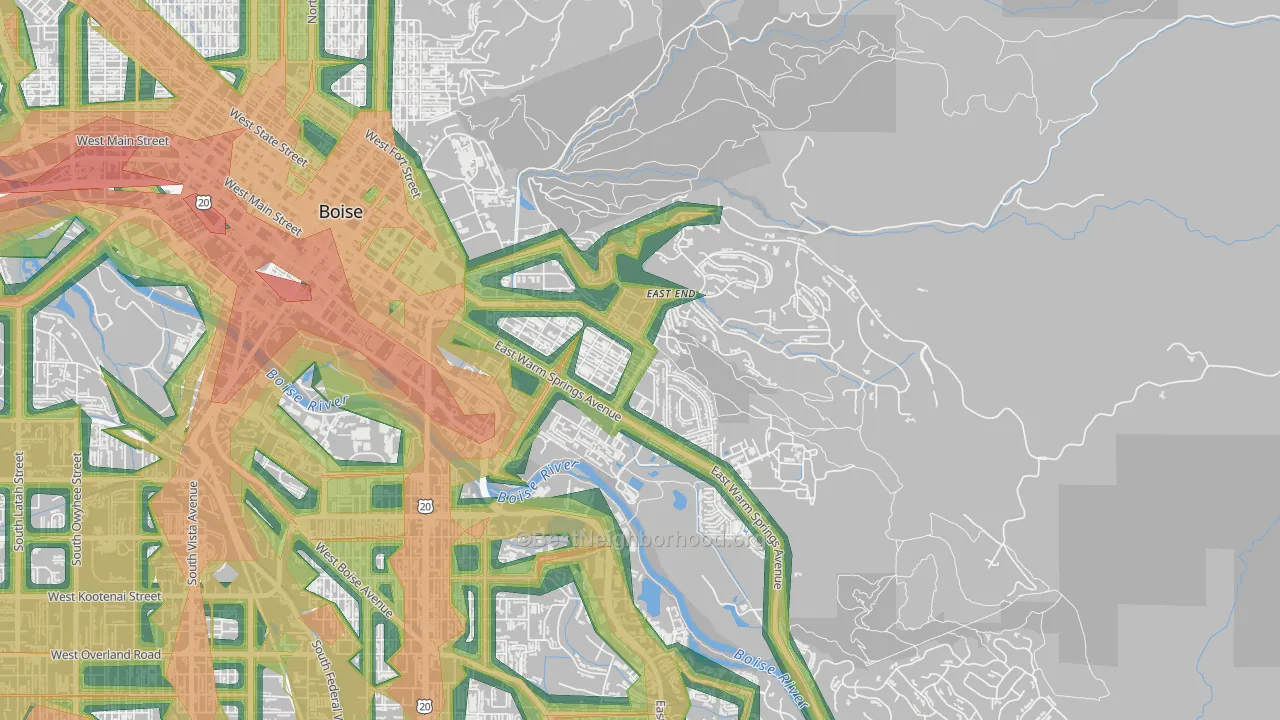 East End, Boise, ID Map of Noise Levels in East End