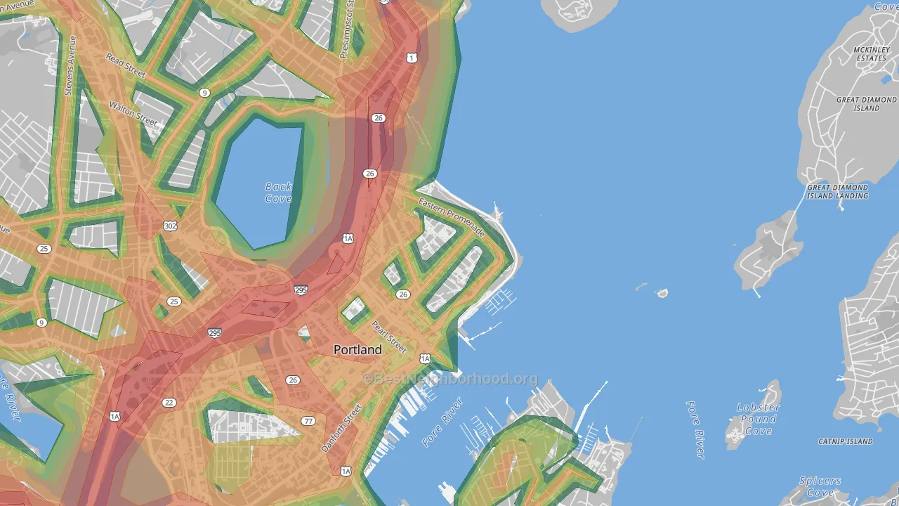 East End, Portland, ME Map of Noise Levels in East End