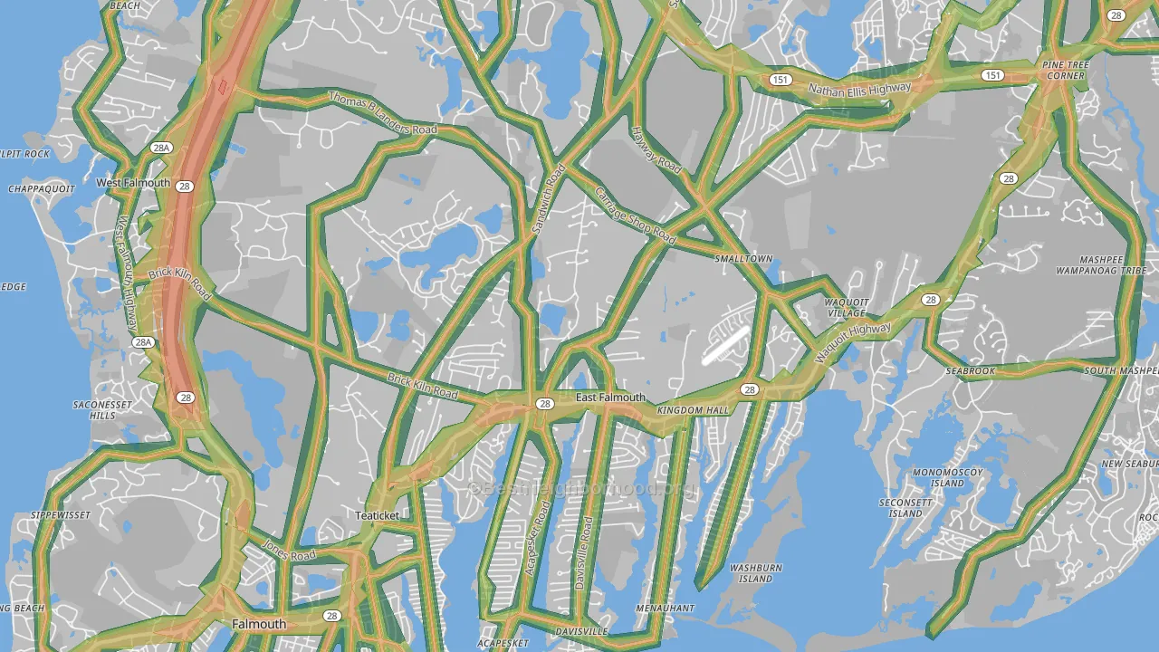 East Falmouth, MA Map of Noise Levels in East Falmouth