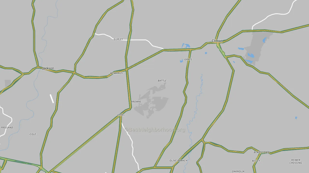 East Feliciana Parish, LA Map of Noise Levels in East Feliciana Parish