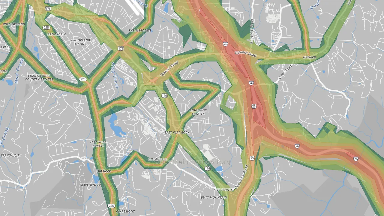 East Flat Rock, NC Map of Noise Levels in East Flat Rock